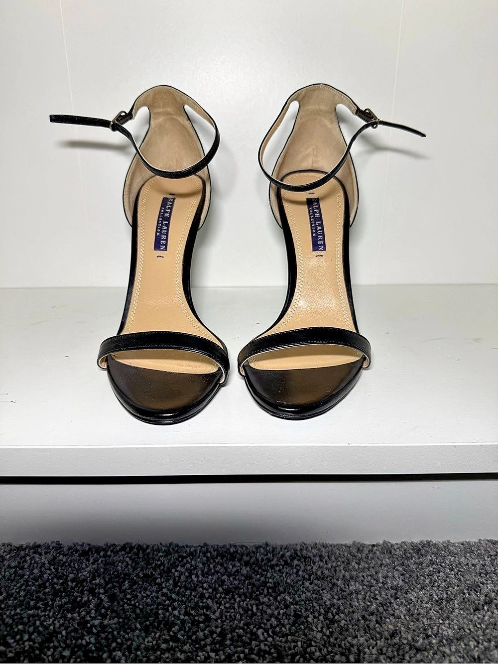 Ralph Lauren Purple Label Strappy High Heel Sandals in Black